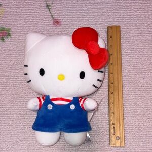 Hello Kitty Plush with Red Bow and Blue Dress